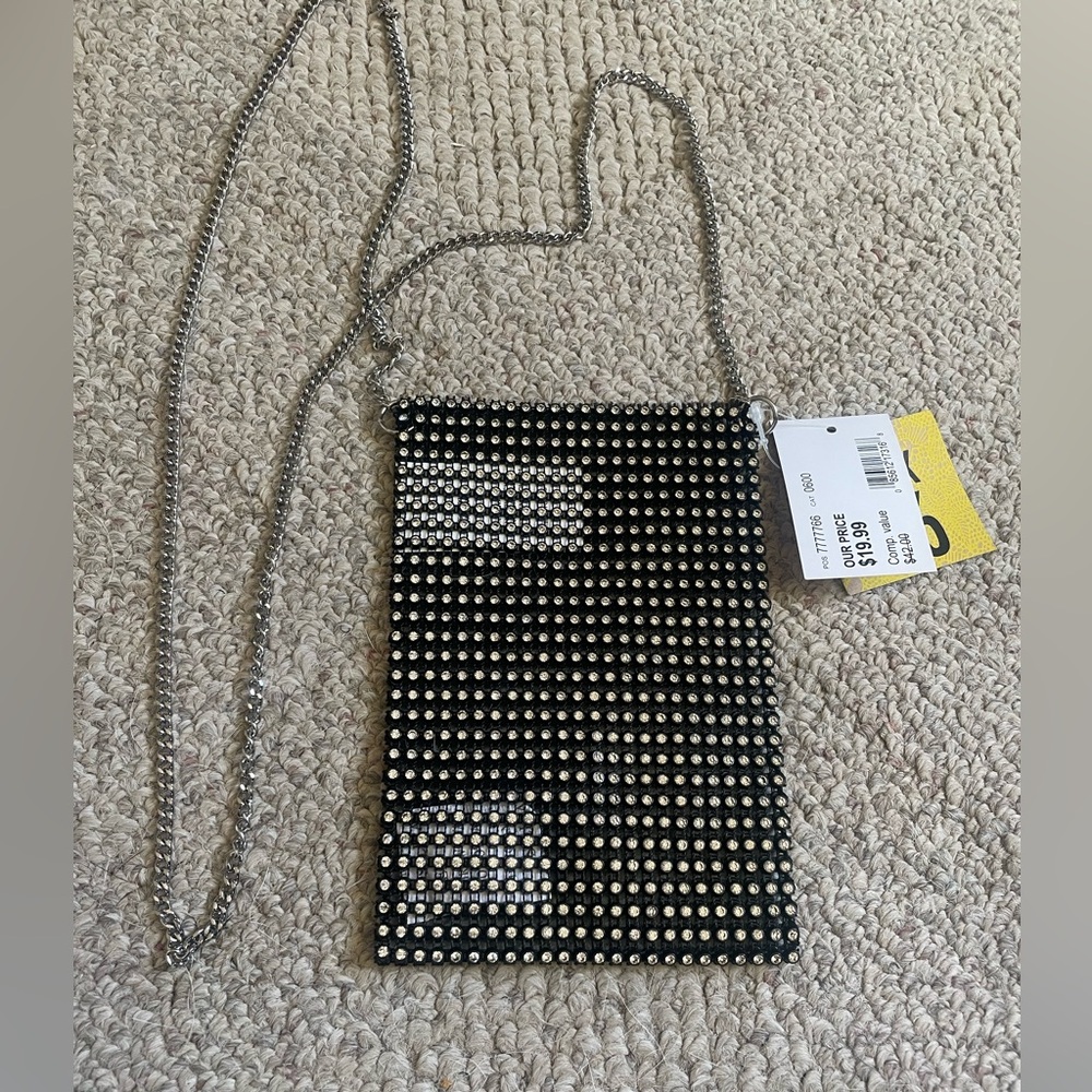 Black and Silver Rhinestone Mini Bag by mix 6 NWT